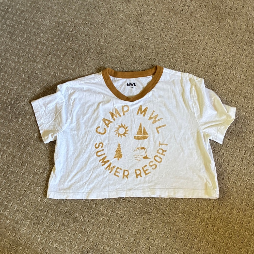 White and Tan Graphic Tee